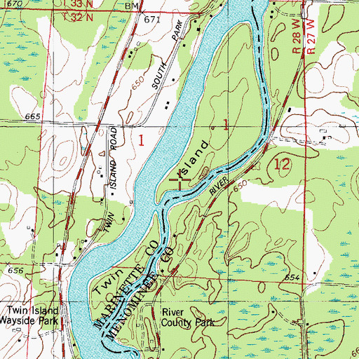 Topographic Map of Twin Island, WI