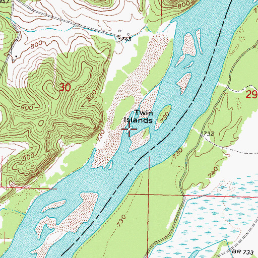Topographic Map of Twin Islands, WI