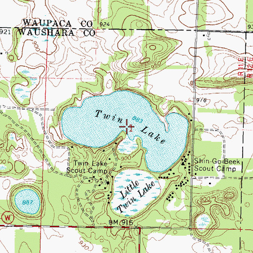 Topographic Map of Twin Lake, WI