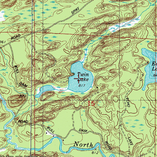 Topographic Map of Twin Lake, WI