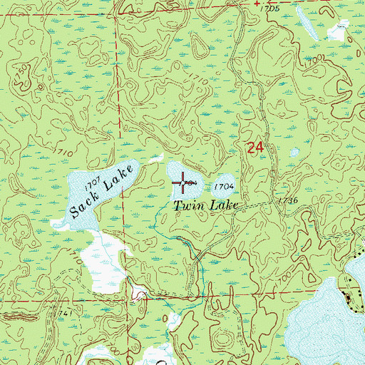 Topographic Map of Twin Lake, WI