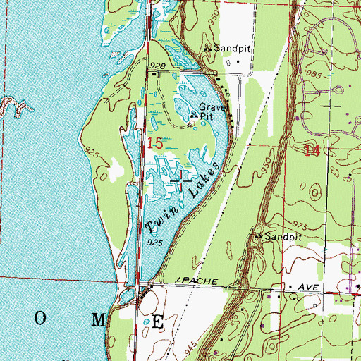 Topographic Map of Twin Lakes, WI