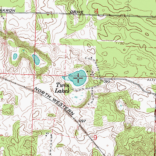 Topographic Map of Twin Lakes, WI