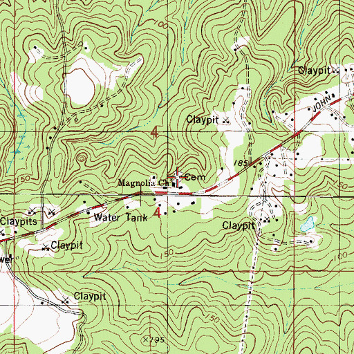 Topographic Map of Magnolia Cemetery, AL
