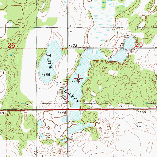 Topographic Map of Twin Lakes, WI