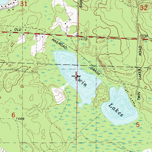 Topographic Map of Twin Lakes, WI