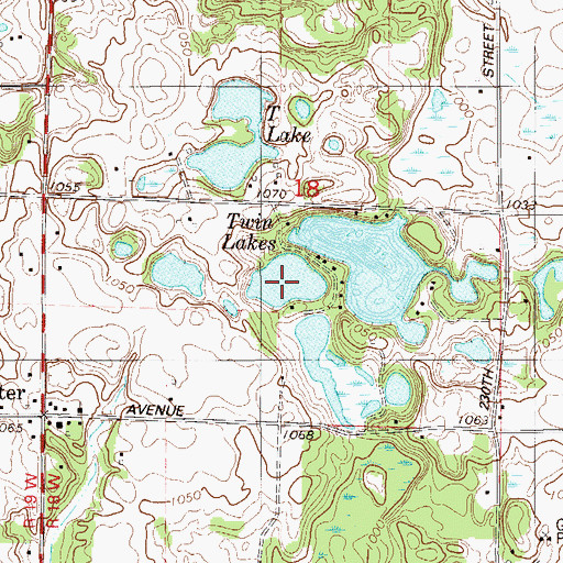 Topographic Map of Twin Lakes, WI