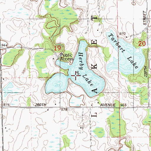 Topographic Map of Herby Lake, WI