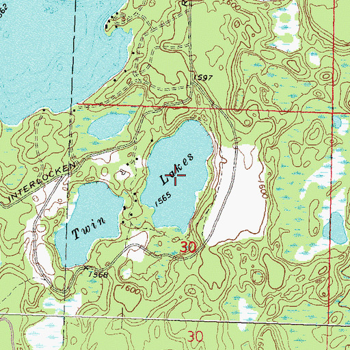Topographic Map of Twin Lakes, WI