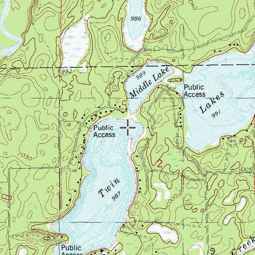 Topographic Map of Twin Lakes, WI