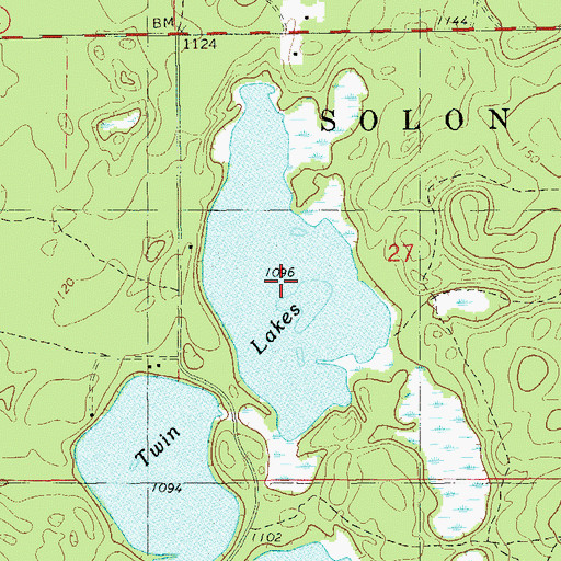 Topographic Map of Twin Lakes, WI