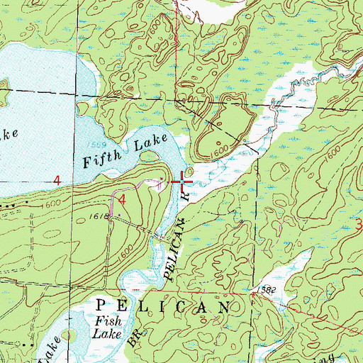 Topographic Map of Twin Lakes Creek, WI