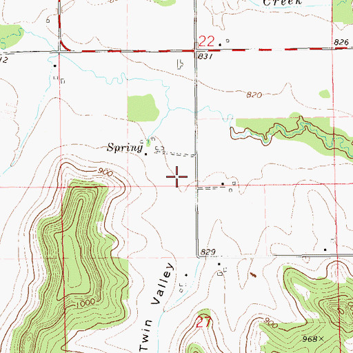 Topographic Map of Twin Valley, WI