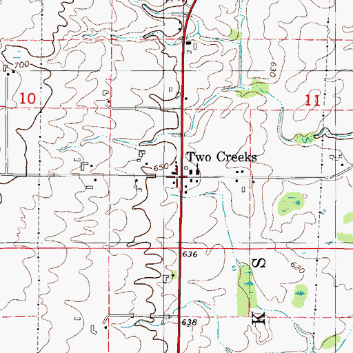 Topographic Map of Two Creeks, WI