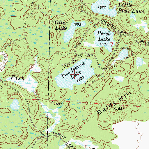 Topographic Map of Two Island Lake, WI