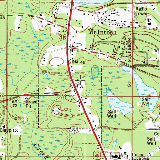 Topographic Map of McIntosh Cemetery, AL