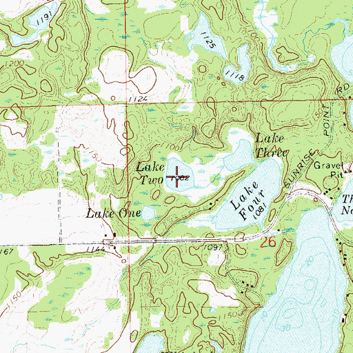 Topographic Map of Lake Two, WI