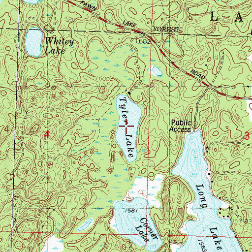 Topographic Map of Tyler Lake, WI