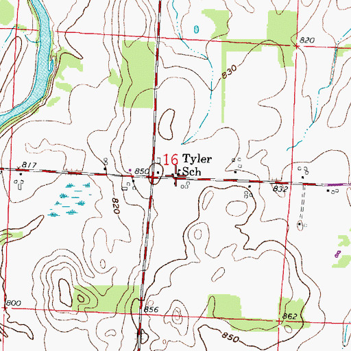 Topographic Map of Tyler School, WI