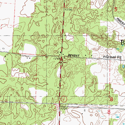 Topographic Map of Tyler School, WI