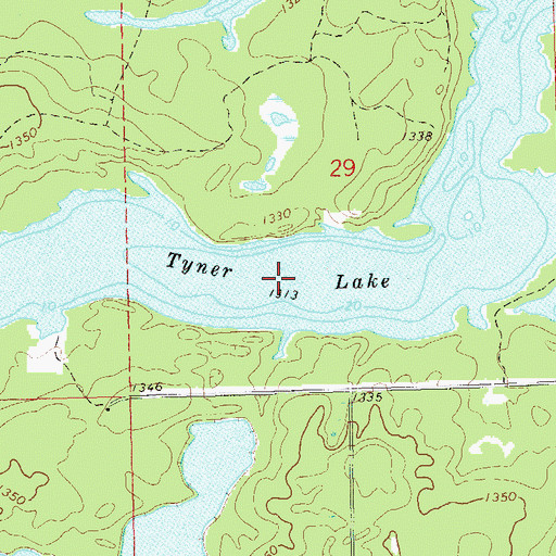 Topographic Map of Tyner Lake, WI