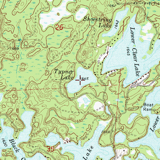 Topographic Map of Typner Lake, WI