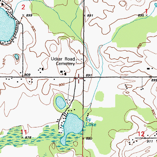 Topographic Map of Ucker Cemetery, WI