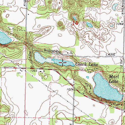 Topographic Map of Ueeck Lake, WI