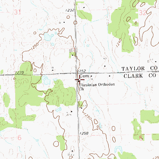 Topographic Map of Ukrainian Orthodox Church, WI