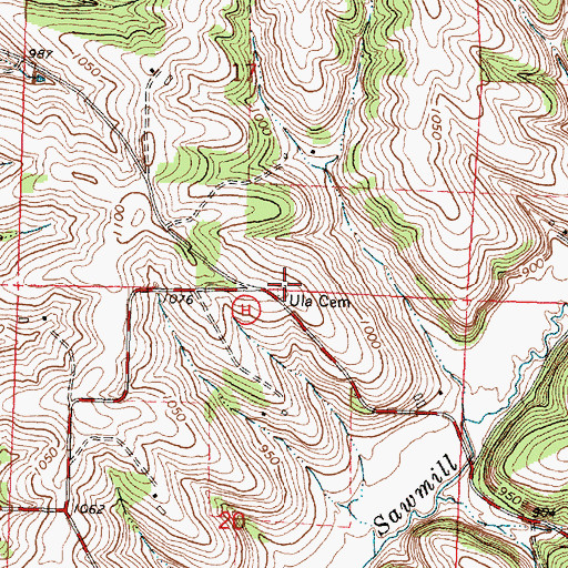 Topographic Map of Ula Cemetery, WI