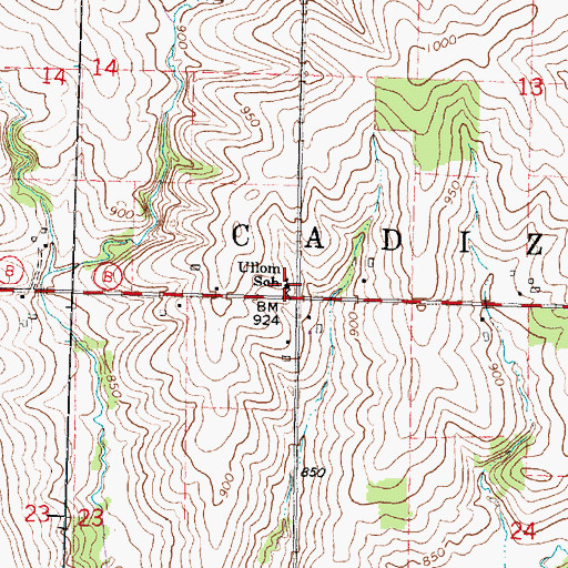 Topographic Map of Ullom School, WI