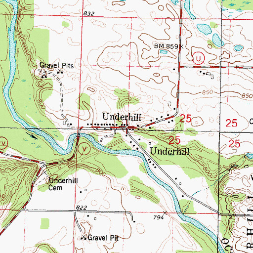 Topographic Map of Underhill, WI