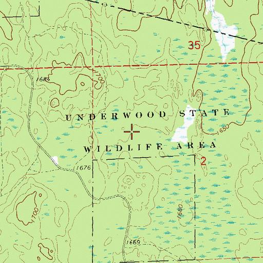 Topographic Map of Underwood State Wildlife Area, WI