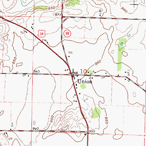 Topographic Map of Union, WI