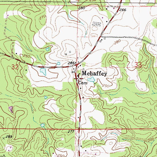 Topographic Map of Minerva Cemetery, AL
