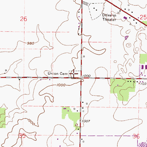 Topographic Map of East Delavan Union Cemetery, WI