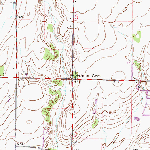Topographic Map of Union Cemetery, WI
