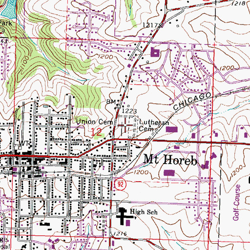 Topographic Map of Mount Horeb Union Cemetery, WI