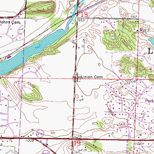 Topographic Map of Lisbon - Merton Union Cemetery, WI