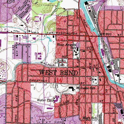 Topographic Map of Union Cemetery, WI