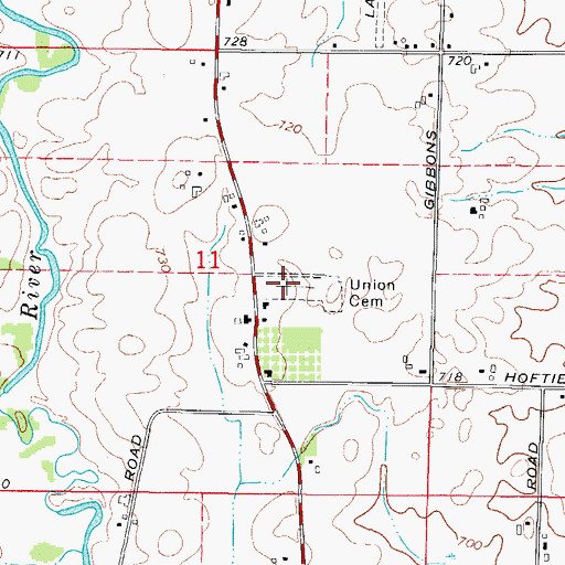 Topographic Map of Union Cemetery, WI
