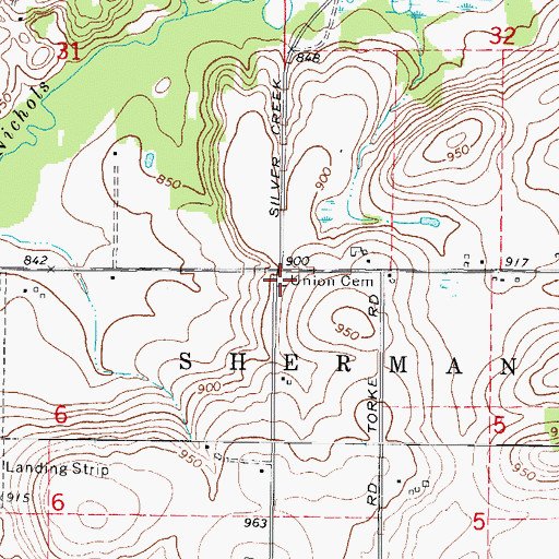 Topographic Map of Union Cemetery, WI