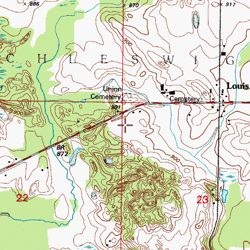 Topographic Map of Union Cemetery, WI