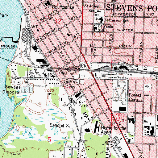 Topographic Map of Union Cemetery, WI