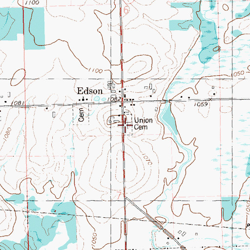 Topographic Map of Union Cemetery, WI