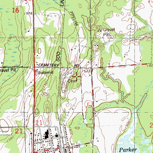 Topographic Map of Union Cemetery, WI