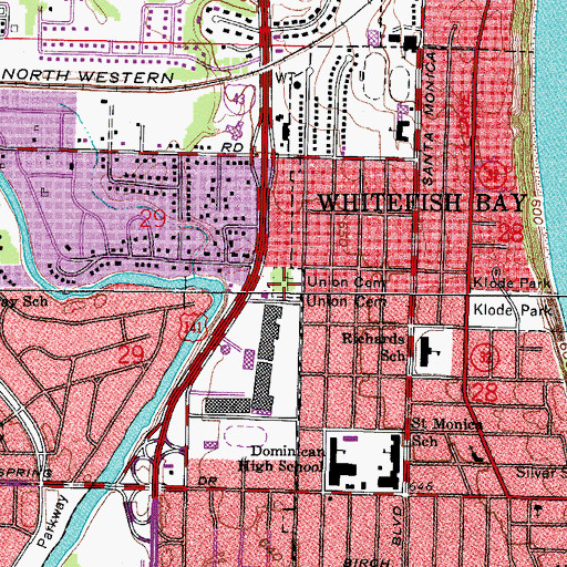 Topographic Map of Union Cemetery, WI