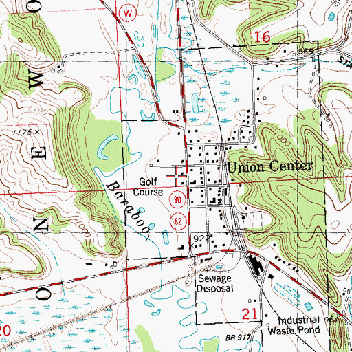 Topographic Map of Union Center, WI