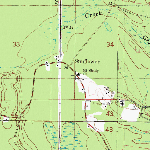 Topographic Map of Mount Shady Cemetery, AL
