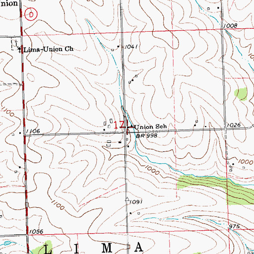 Topographic Map of Union School, WI